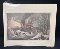American Railroad Scene Snow Bound Reprint From Th