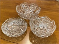 3 Pressed Glass Bowls