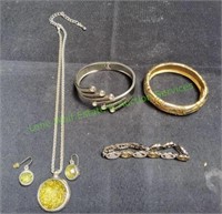 (3) Fashion Bracelets w/  Necklace & Earring Set