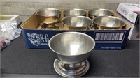 6 Vintage Stainless Steel Dishes 5" Diameter X 4"