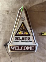 11"x20" Blatz Lighted Beer Sign, needs new bulb