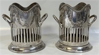 NICE PAIR OF SILVER PLATED WINE BOTTLE HOLDERS
