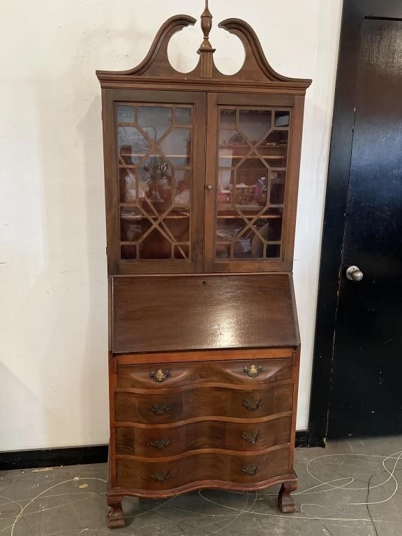 1800's Ribbon Front Secretary Desk