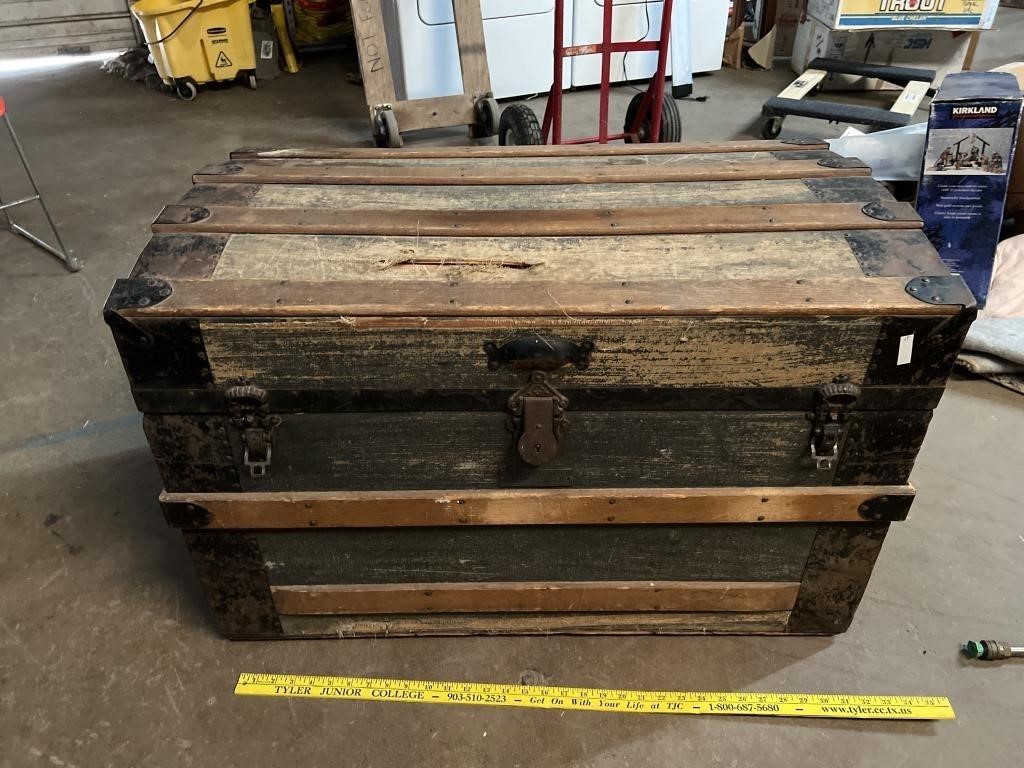 Antique Trunk W/ Tray & Drawer