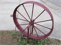 Pair of Antique Wheels With Pipe Stands