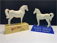 2 X WHITE HORSE WHISKEY ADVERTISING STATUES- 26CM
