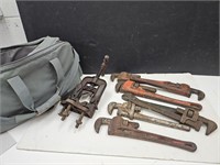 Antique Pipe Vise, Pipe Wrenches, Cresent +