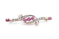 Victorian period ruby and diamond brooch