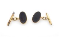 Onyx and 9ct rose gold cufflinks