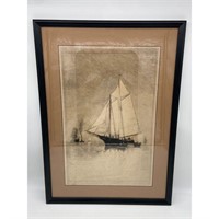 Carlton J Chapman Original Etching Sailboats