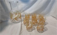 Libbey Glass Co- Wheat- Carafe and 8 glasses