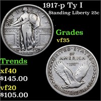 1917-p Ty I Standing Liberty 25c Grades vf++