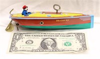 1990s SCHYLLING TIN WINDUP DRAGON FLY TOY BOAT