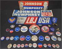 Political Buttons LBJ; Nixon etc