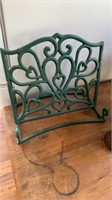 Green enamel, iron cookbook holder, with a double