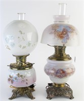 Two Victorian Glass Table Lamps