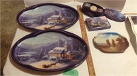 Thomas Kincaid calendars, metal trays, candles