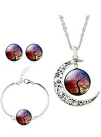Vibrant Tree Pendant Jewelry Set