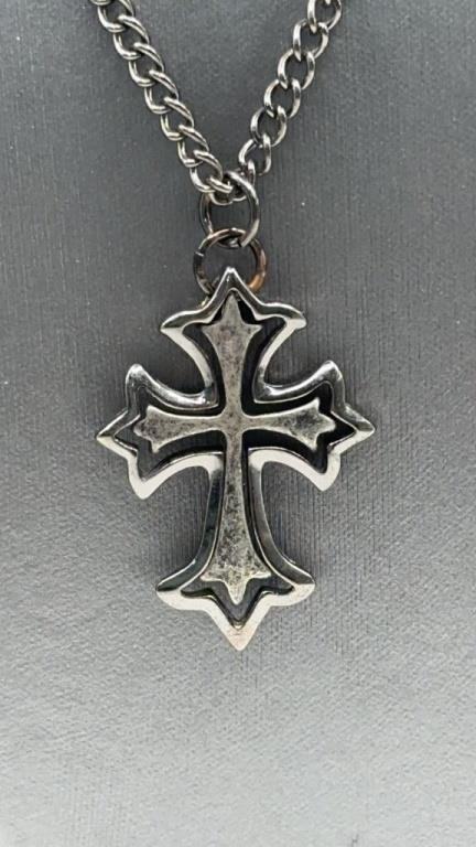 Pewter Tone Cross Necklace