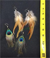 Two pair of feather earrings for pierced ears