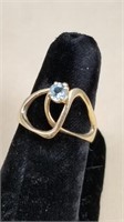 14kt Yellow Gold Ladies Blue Topaz Ring Custom