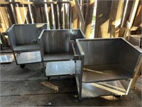 Three Heavy Duty Stainless Steel Dish Carts on