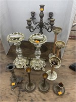 Brass & plastic candle sticks