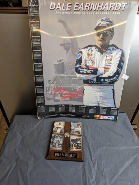 Dale Earnhardt 2002 calender and plaque