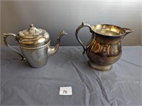 Silver plated pitcher and tea pot