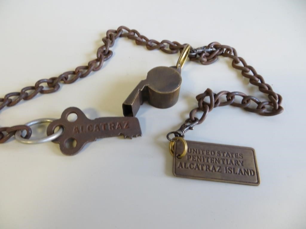 Authentic ALCATRAZ PISON whistle, chain, + NAME