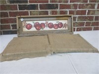 Framed Apple Decor + 2 Burlap Stands