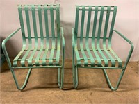 2 Turquoise Metal Chairs