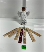 Vtg Potternot Pottery Lantern Angel Scrabble Angel