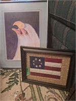 2 small pictures 1 flag 1 eagle