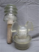 Pair Of Clear Glass Insulators