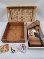 Basket/wooden drawer/needle books