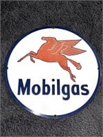 RARE ANTIQUE MOBILGAS / OIL PEGASUS PORCELAIN SIGN