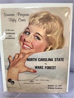 NC State vs Wake Forest Oct 21 1961 program