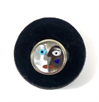 Sterling silver face ring inlaid with mother of