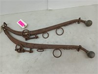 Set of metal horse haines w/ brass balls