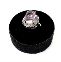 Sterling silver oval cabochon Mawi kunzite ring