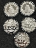 5 - 2009 1OZ SILVER - 10 YUAN PANDA 30TH COINS
