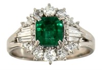 Platinum 1.77 ct Natural Emerald & Diamond Ring