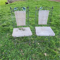 2 Vintage Wrought Iron Chairs,  1 needs repaired