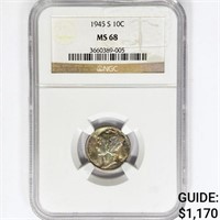 1945-S Mercury Silver Dime NGC MS68