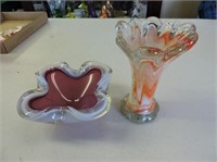 Art Glass Vase & Ashtray