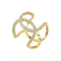 Sterling Silver-Modern Fancy Design Crystal Ring