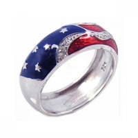 Sterling Silver- Enamel American Ring