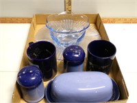 Light blue dish and bowl with other items