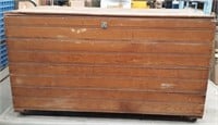 Large Wood Storage Box on Wheels 42x23x22